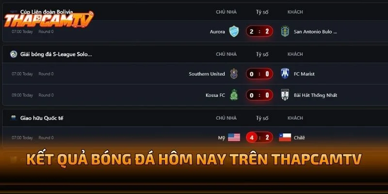 Kết Quả Bóng Đá Hôm Nay Trên THAPCAMTV