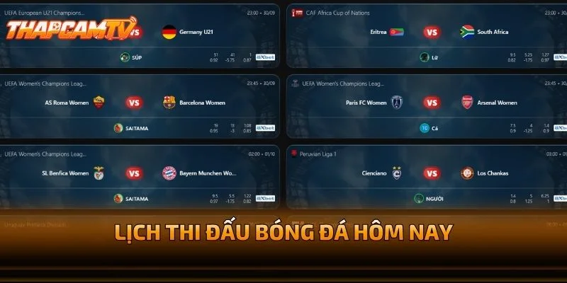 Lịch Thi Đấu Bóng Đá Hôm Nay